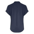 thumbnail image 4 of Tops for Women Plus Size Short Sleeved V-Neck Solid Color Shoulder Pullover T-shirt Navy L, 4 of 5