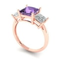 thumbnail image 2 of Three-Stone Engagement Ring for Women - 2.5ct Simulated Alexandrite in 14K Rose Gold Promise Ring, 2 of 6