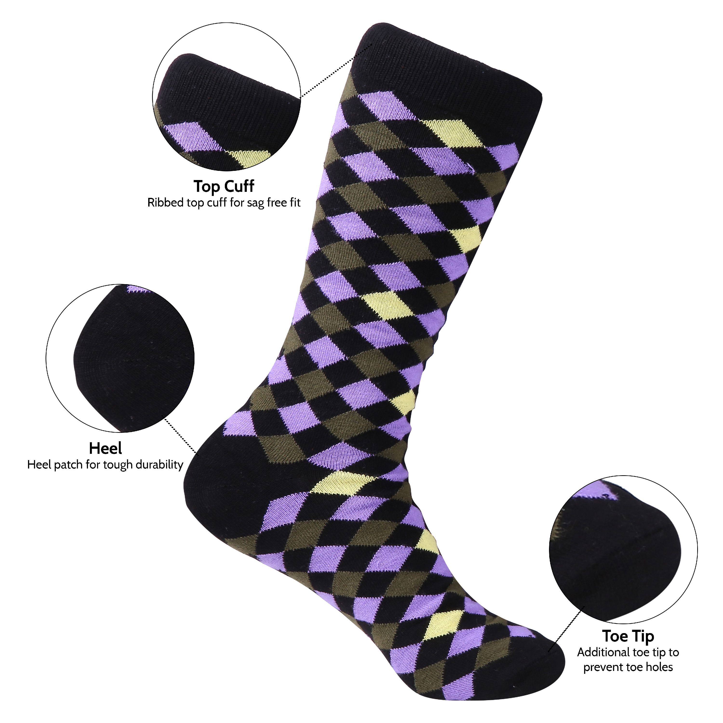 Mio Marino Men's Fun Dress Socks - Colorful Funky Socks for Men - Cotton Fashion Patterned Socks - 12 Pack - Fun Collection - 10 - 13