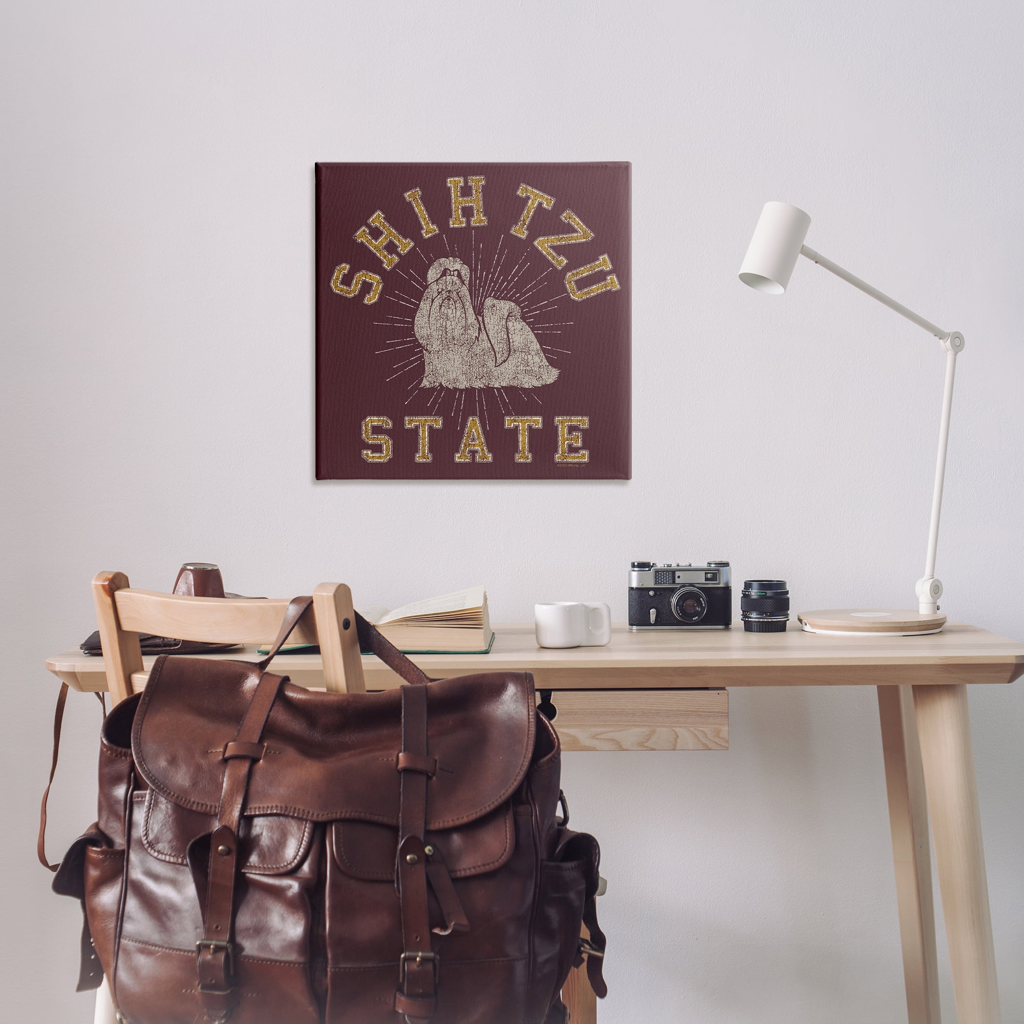 Stupell Industries Shih Tzu State Varsity Novelty & Humor Painting Wrapped Canvas Art Print Wall Art, 30 x 30