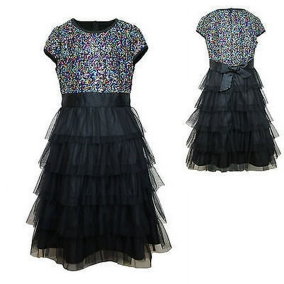 New Girl National Pageant Wedding Formal Party Black Multi-Layer 4-16 year Dress