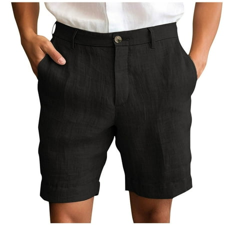 UAMVSH Work Shorts for Men Button Waist Casual Dress Shorts Lightweight Pleated Summer Beach Golf Shorts with Pockets