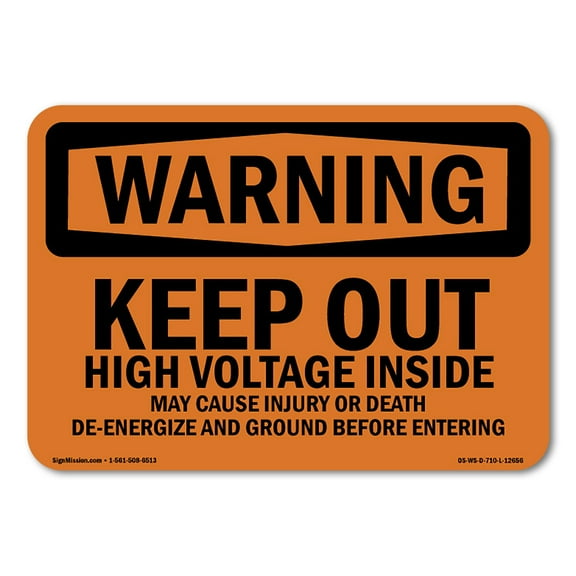 OSHA WARNING Sign - Keep Out High Voltage Injury Death Ground | Decal | Protect Your Business, Work Site, Warehouse & Shop Area | Made in the USA