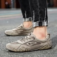 thumbnail image 2 of Pandaie Women's Men's Leather Mesh Trail Shoes for Hiking Walking Lightweight Breathable Barefoot Summer Sports Retro Sneakers Khaki,10, 2 of 7