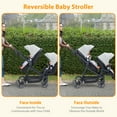 thumbnail image 3 of Foldable Twin Baby Double Stroller with Large Storage Basket and Canopy,Lightweight Travel Stroller Infant Pushchair，Grey, 3 of 6
