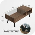 thumbnail image 3 of DEXTRUS Wood Coffee Table for Living Room, 2-Tier Sofa Center Table with Storage and Glass Top for Apartment Home Office, Walnut, 3 of 8