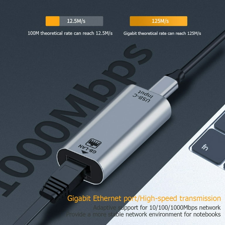 Adaptador USB tipo C a RJ45 Gigabit Ethernet 1000Mbps