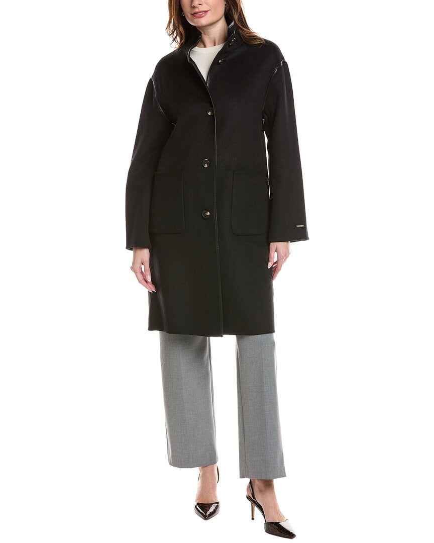 TAHARI Women's Maxi Double Face Wool Blend Wrap Coat, Camel