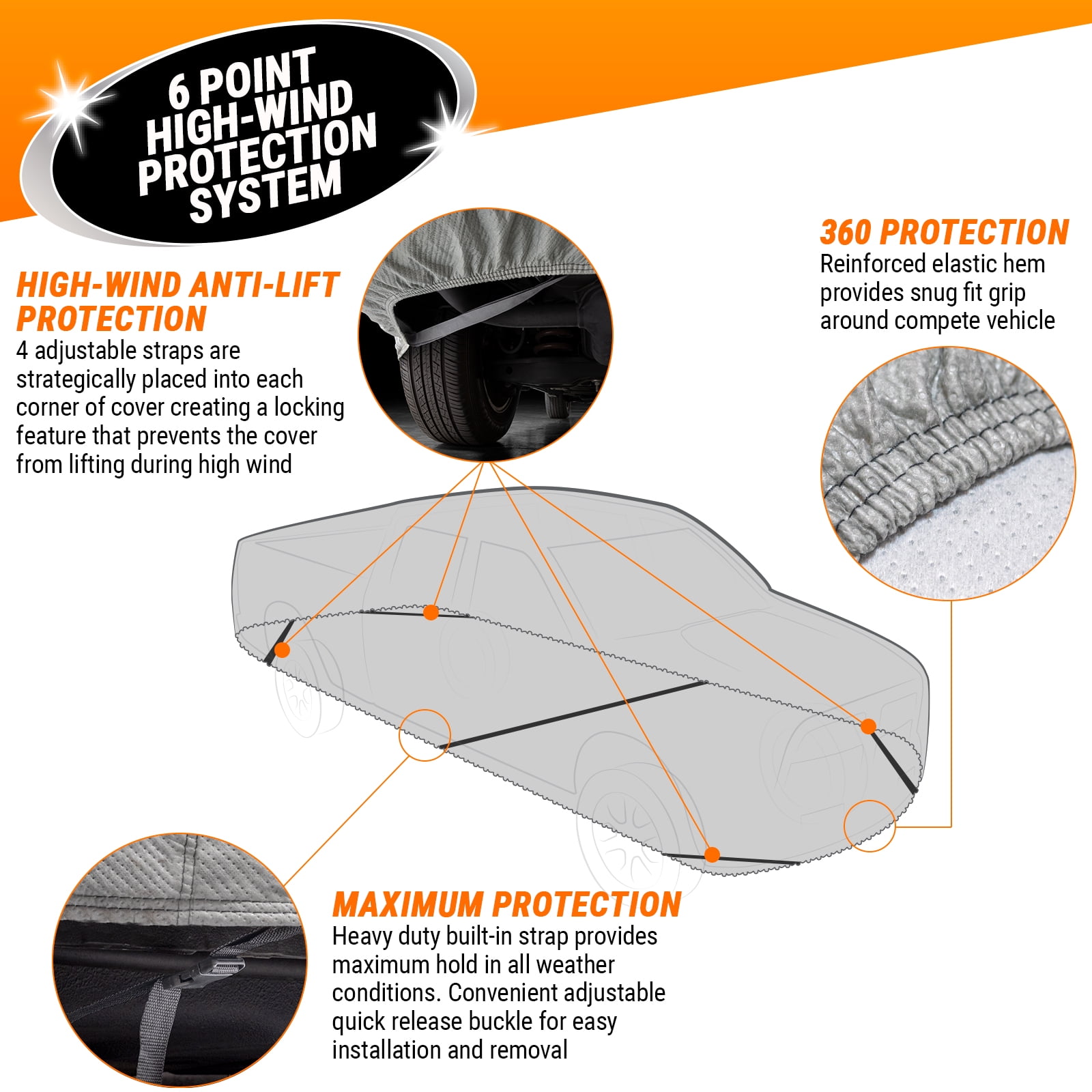 Armor All Truck Cover, Heavy Duty All Weather Protection, Fits Trucks Length up to 249", Grey