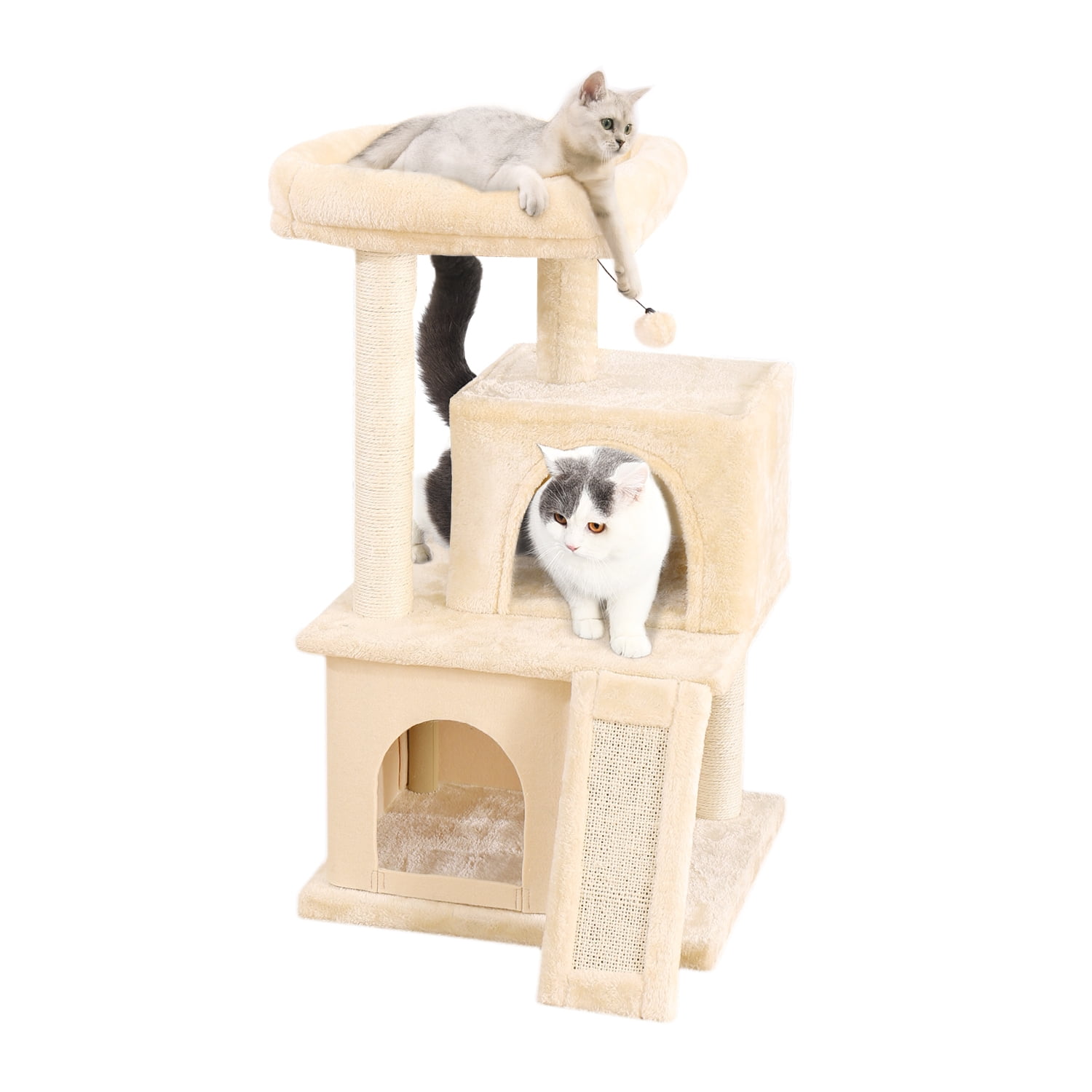 Cat Cave Cat Condo LIVINGbasics Cat House with Scratcher Pad Cat Play House for Indoor Activity for 1-3 Cats