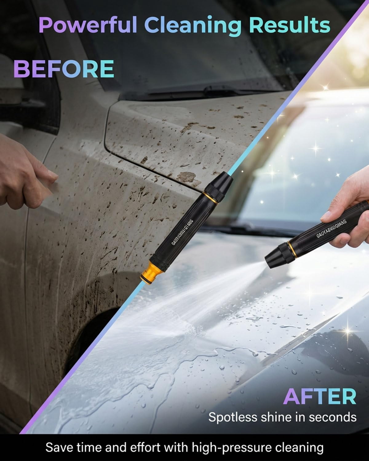 Home High-Pressure Car Wash Water Gun with Booster Nozzle, High-Pressure Home Car Wash Water Gun & Hose Set, for Watering Plants and Vegetables, and Car Washing