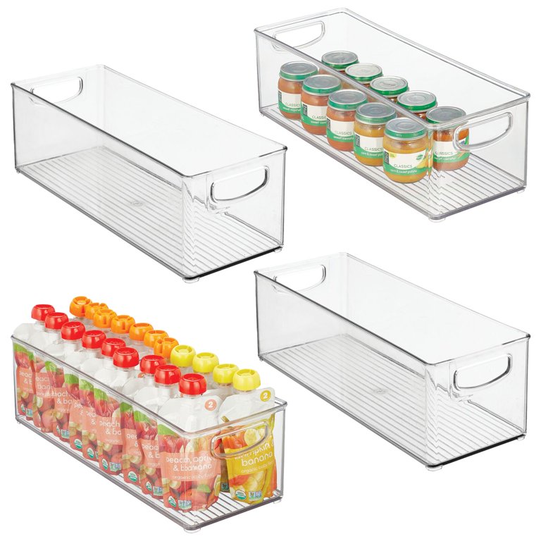 GetUSCart- mDesign Plastic Long Bin Organizer Caddy Container w/Handles for  Nursery, Kitchen, Pantry, Bathroom, Cabinet Storage Organization - Holds  Snacks, Bottles, Baby Food Jar, Diaper - 16 Long - Clear
