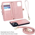 thumbnail image 4 of ANTHOUSE Compatible with iPhone 14 Pro Max Wallet Case, Zipper Case with RFID Blocking Card Holder Slots for Women Men, Magnetic Detachable Leather Cover with Wristlet Strap for iPhone 14 Pro Max, 4 of 13