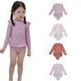 thumbnail image 5 of AJZIOJIRO Baby Girls Long Sleeve Ruffle Bathing Suits Toddler Infant Summer Floral Swimsuit UPF 50+ Sun Protection Swimwear 6M-8T, 5 of 9