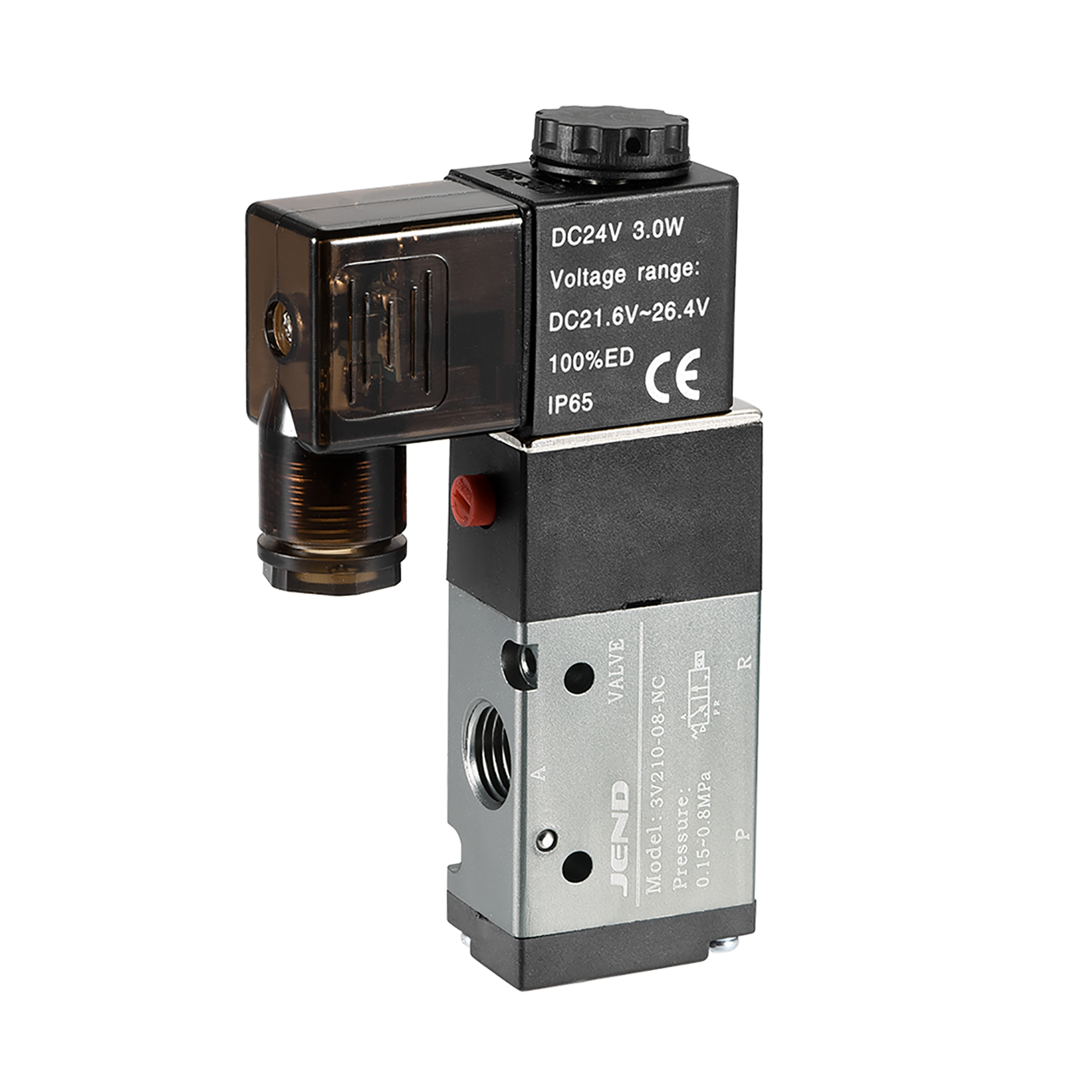 3V21008 Air NC Single Piloted Electrical Control Solenoid Valve DC 24V 3 Way 2 Position 1/4" PT