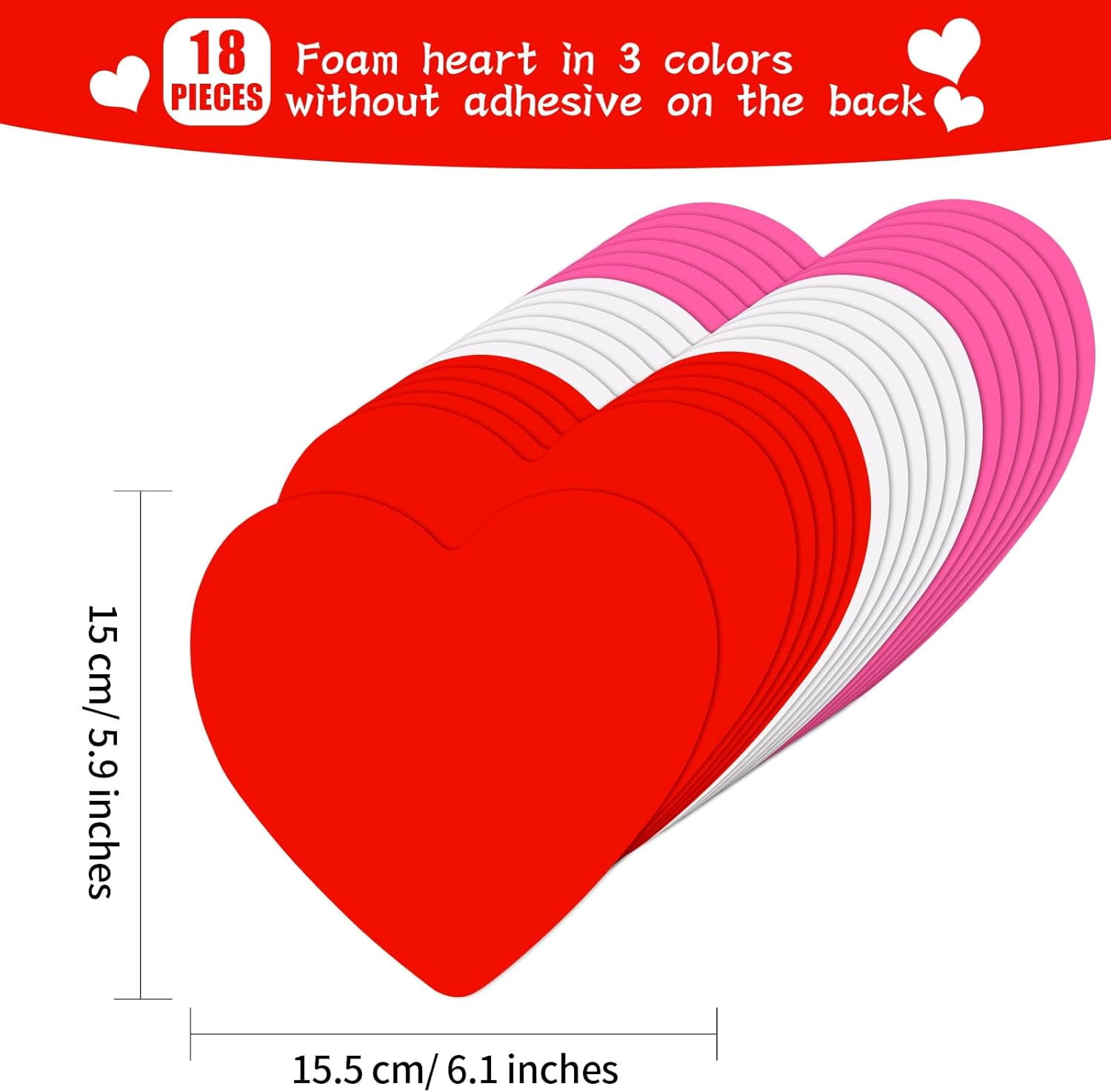 Valentine's Day Foam Heart Stickers Kit Includes Large Foam Hearts and Glitter Self-Adhesive Heart Stickers for DIY Craft Supplies