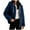 Navy, variant on Women's Polar Fleece Jacket Casual Zip Up Sherpa Fuzzy Hooded Coat Fall Winter Lightweight Outerwear with Pocket