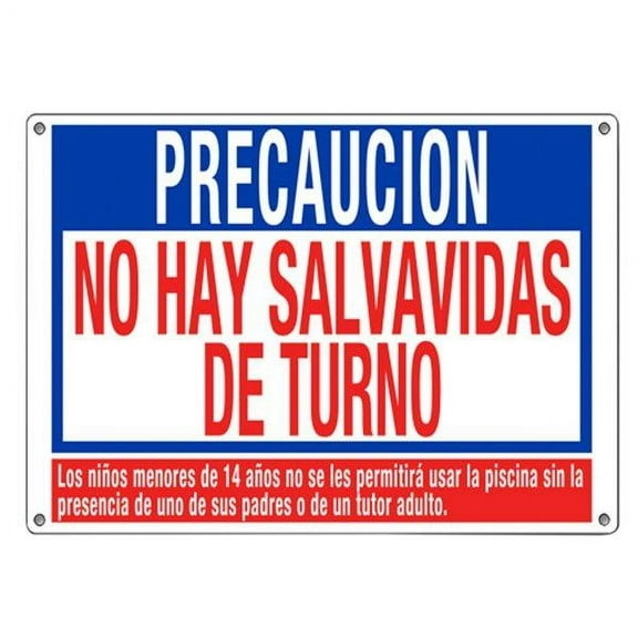 Poolmaster Spanish Language "Warning No Lifeguard" Sign for Residential or Commercial Swimming Pools and Spas