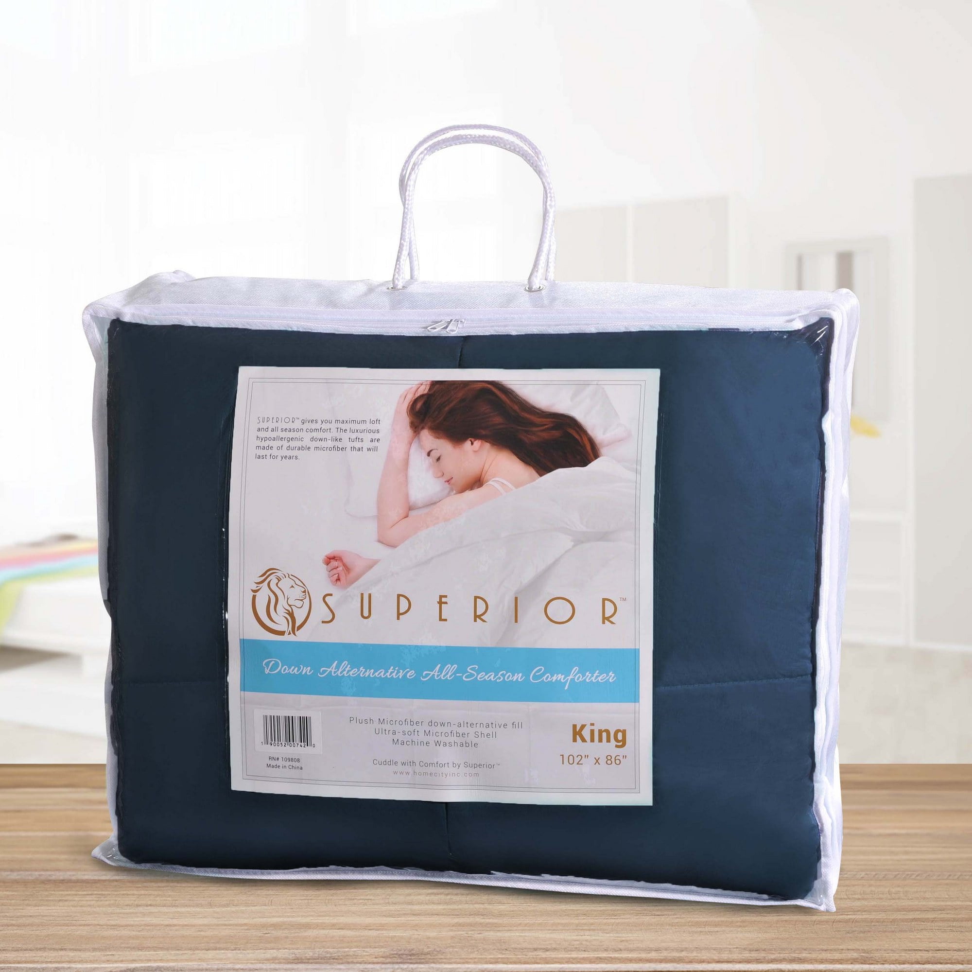 Superior Classic Reversible Comforter, Full/Queen, Blue