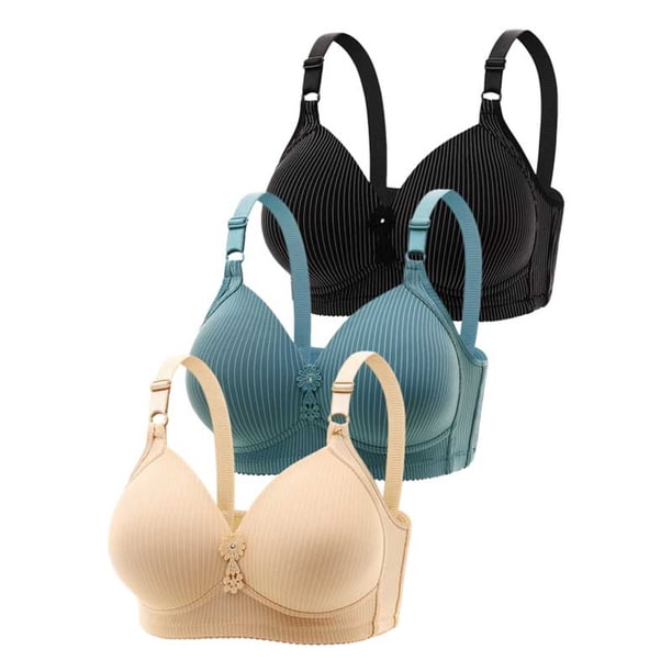 Gibobby Brasier sin varillas para mujer 3 piezas de ropa interior transpirable grande y delgada Sexy sin anillo de para mujer reúne sujetador cómodo(BK2,50)
