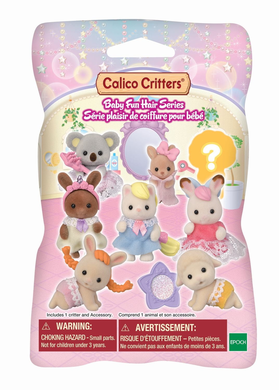 Calico Critters Baby Fun Hair Series Blind Bags, Surprise Set including Doll Figure and Accessory