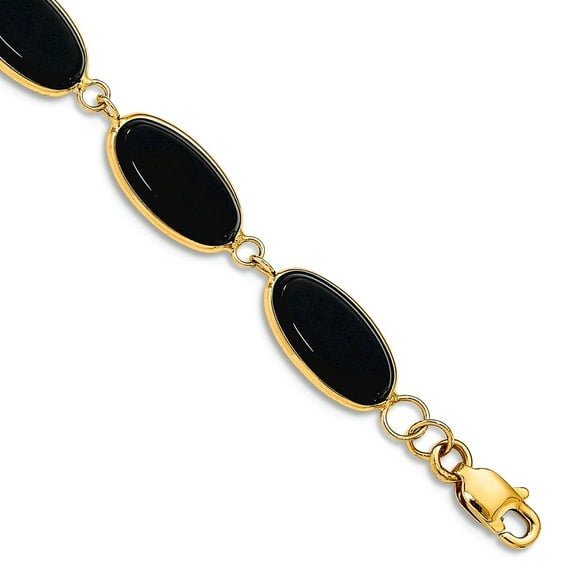 Primal Gold 14 Karat Yellow Gold Onyx 7.25 Inch Bracelet
