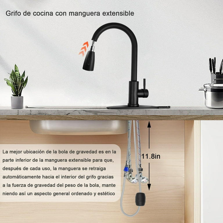 Square Bar Sink Faucet - Single Handle, 3 Hole Deck Plate, Dark Grey Stainless Steel