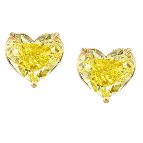 14k Yellow Gold Heart Created Yellow Sapphire Stud Earrings 4MM Jewelry for Women  Plated by Paris Jewelry