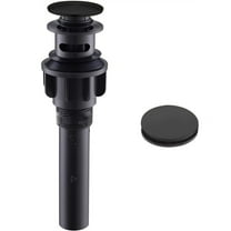 Kaireo Black Push-Pull Drain with Basket,Bathroom Drain with Overflow Bathroom Stopper Up Drain Assembly for Bathroom Vanity Faucet Polished Plastic Rapid Draining with Hair Catcher Anti Clog