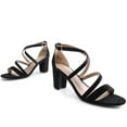 thumbnail image 7 of BURUDANI Women's Ankle Strap Dress Pump Low Chunky Heel Sandals BLACK/SUEDE Size 8, 7 of 7