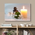 thumbnail image 2 of wall26 Framed Canvas Print Wall Art Tiare Flowers with Candle and Zen Stone Nature Wilderness Photography Realism Chic Scenic Colorful Rustic Ultra for Living Room, Bedroom, Bathroom, Office - 24&quo, 2 of 5