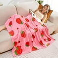 thumbnail image 4 of Pink Strawberry Kids Throw Blanket for Girls Teens Toddler Pink Soft Fuzzy Flannel Bed Blanket Birthday Gifts for Women Girls Kids Teens Adults, 60”x80”, 4 of 8