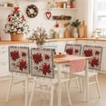 thumbnail image 2 of Christmas Poinsettia Chair Covers Set of 8 Winter Red Floral Pine Leaf Wood Grain Chair Back Covers Stretch Removable Washable Slipcovers Protector for Dining Room Kitchen Party Decor, 2 of 5
