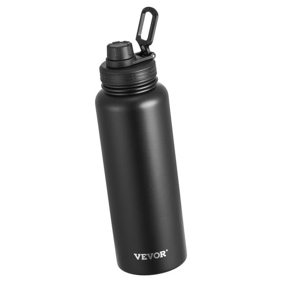 Insulated 40oz Stainless Steel Water Bottle with Wide Mouth Lid, BPA Free, Keeps Cold/Hot, Durable & Lightweight, Black
