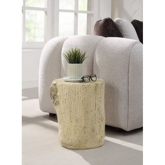 Gene's Natural Brown Finish Fiber Concrete Accent Table - Sleek & Modern