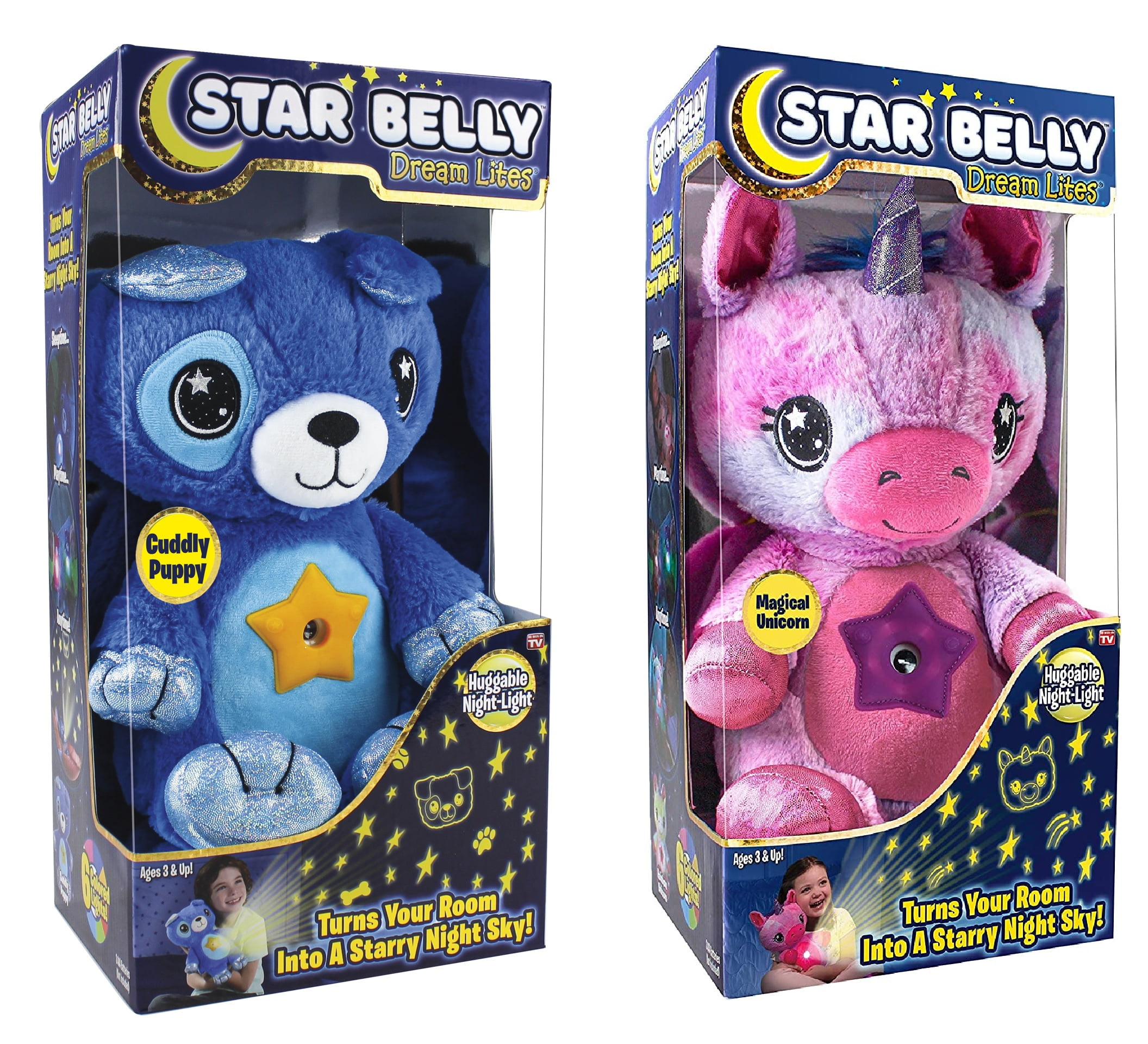 Multicoloured for sale online Ontel Star Belly Dream Lites Stuffed Animal Night Light Shimmering Rainbow Unicorn 