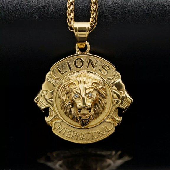 HOOUN 14K Gold Plated Brave Lion Pendant Necklace for men Hip hop Jewelry gift
