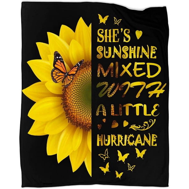 LHSHID Sunflower Butterfly Blanket Soft Warm Lightweight Cozy Plush Throw Blanket Bed Couch Sofa Office Decor Gifts for Women 40"x50"