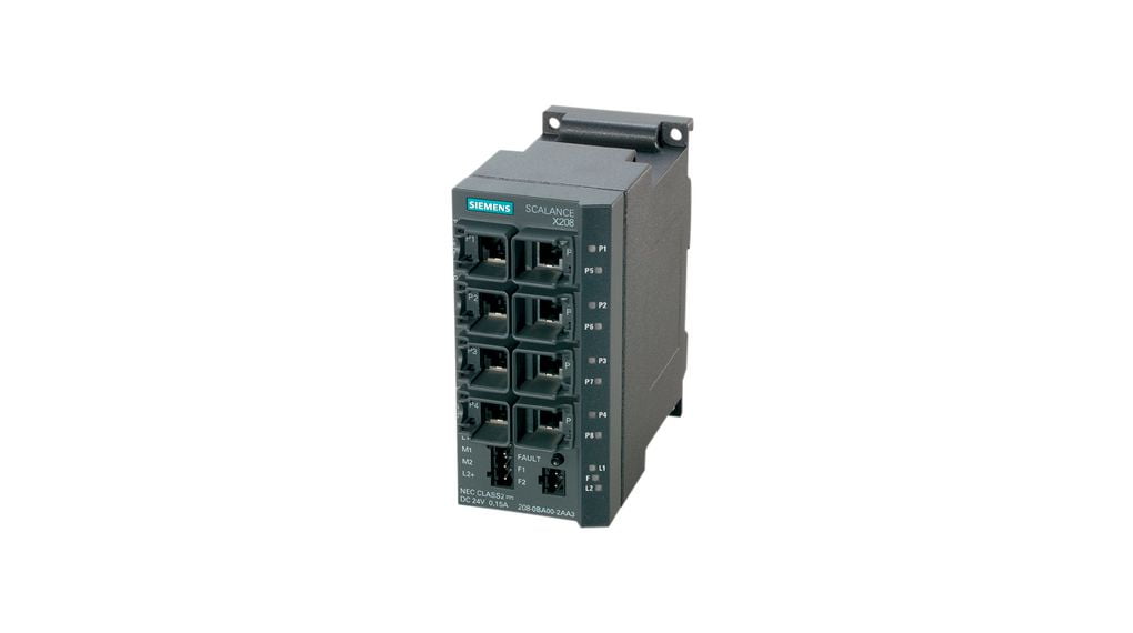 Restored Siemens 6GK5208-0BA10-2AA3 SIMATIC NET Industrial Ethernet Switch, 8-Port Managed, 10/100/1000 Mbps (Refurbished)