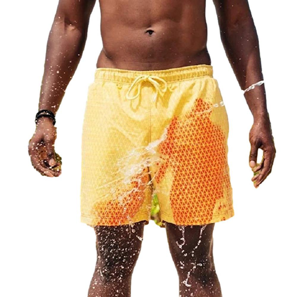 LEKODE Summer Men Color-Changing Beach Pants Swim Trunks Shorts