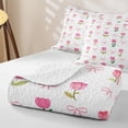 thumbnail image 4 of Erosebridal Simple Tulip Flower Quilt Full for Girls, Cartoon Bow Ribbon Full Bedspread Sets, 3pcs, 4 of 7