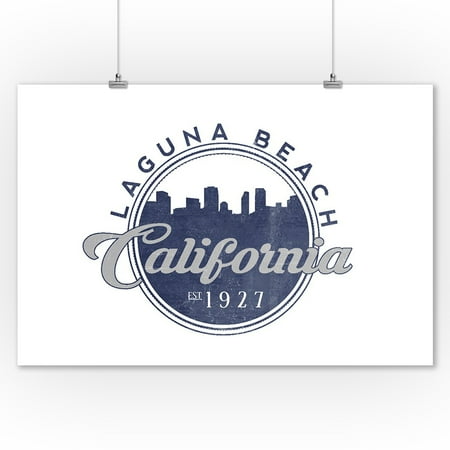 Laguna Beach Home Decor Stores Laguna Beach, California - Skyline Seal (Blue) - Lantern Press Artwork (9x12 Art Print, Wall Decor Travel Poster) ()