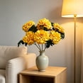 thumbnail image 4 of 7 Head Marigold Faux Flower Bunch, Layered Chrysanthemum Silk Bloom for Living Room Table Vase, Dining Centerpiece, Shelf Decor, No Maintenance, 4 of 6