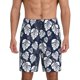 thumbnail image 1 of Balery White Leaves Pantalones cortos de pijama de punto de algodón para hombre con cinturilla y bolsillos-X-Large, 1 of 6
