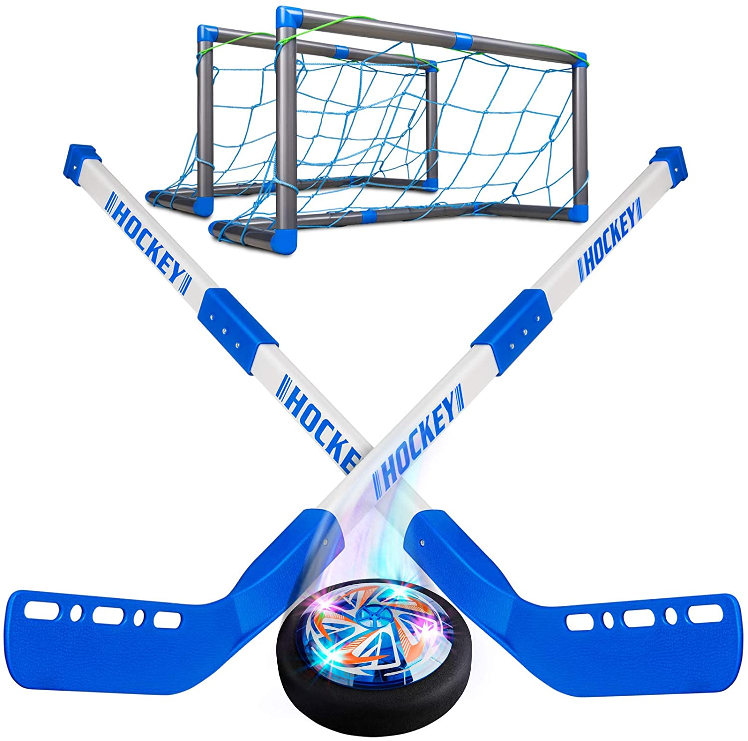 Hoperock Hover Soccer Hockey Set for Kids Gifts, Fun Family Indoor Hockey Gifts for 3-12 Year Old Boys, Hover Hockey Ball Game with 2 Goals Hover Ball