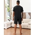 thumbnail image 3 of EKOUAER Mens Pajamas Set Soft Lounge Set V Neck Sleep Nightwear Short Sleeve Pjs with Pocket, 3 of 6