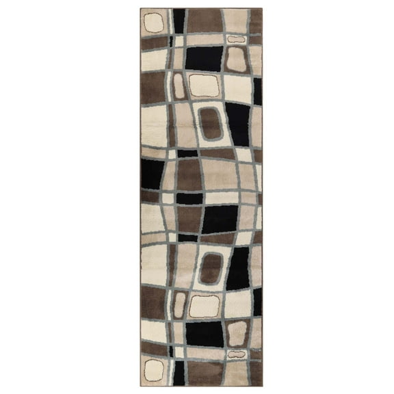 Superior Cobblestone Geometric Transitional Modern Area Rug, 2' 7" x 8', Brown