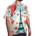 thumbnail image 2 of Eiffel Tower Valentine's Day Men's Short Sleeve Spread Collar Tops, Casual Button Down Shirts, Printed Summer Beach Shirts, Unisex, 2 of 6