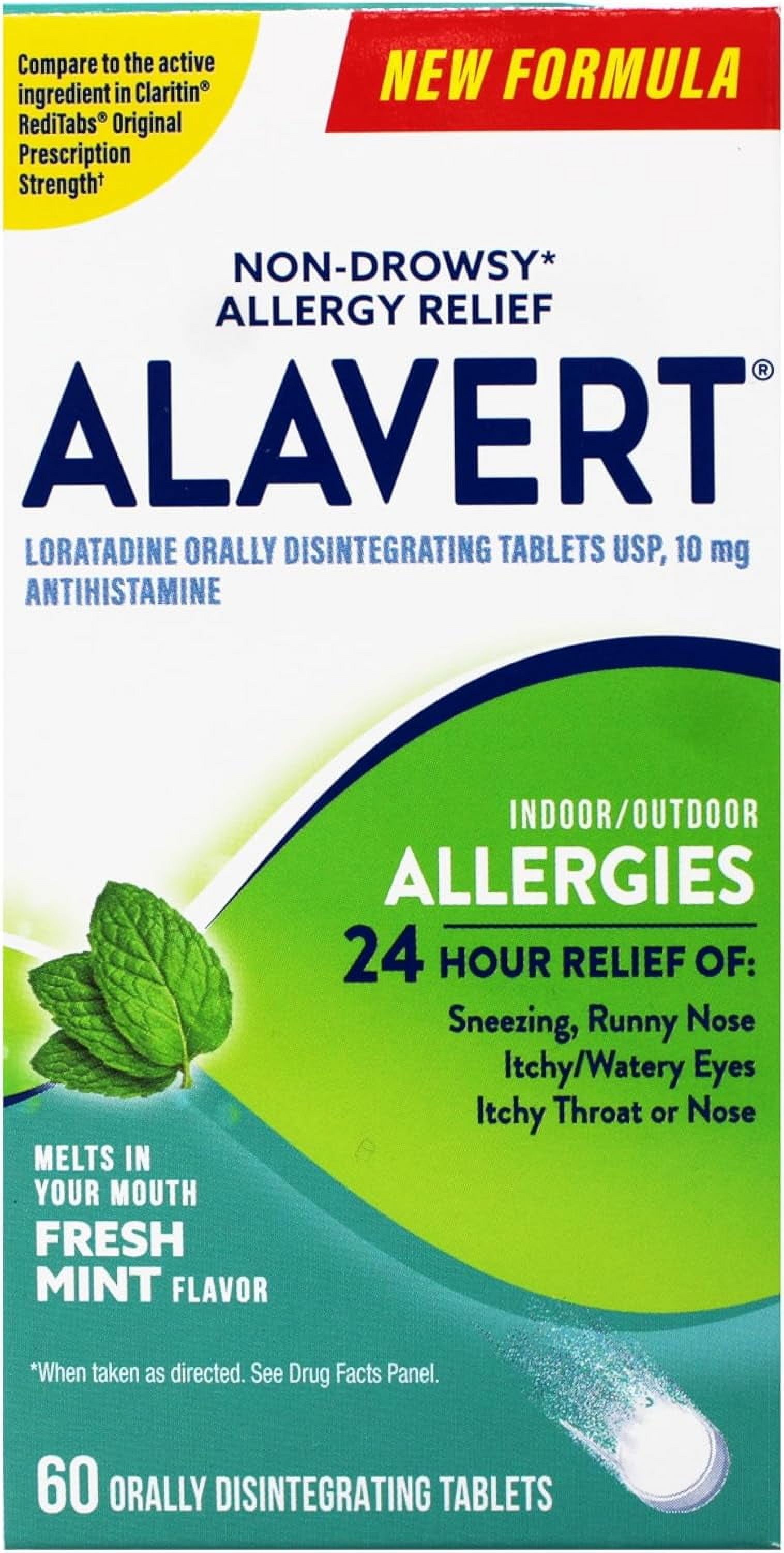 Alavert Allergy 24 Hour Relief, Fresh Mint Flavor, 60 Ct