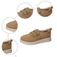 thumbnail image 7 of Suede Loafers for Women Casual Round Toe Double Buckle Strap Platform Lug Sole Slip on Orthopedic Walking Shoes Khaki Size 6.5, 7 of 7
